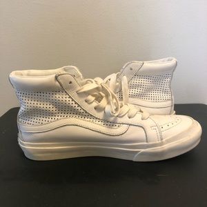Vans white leather high tops!